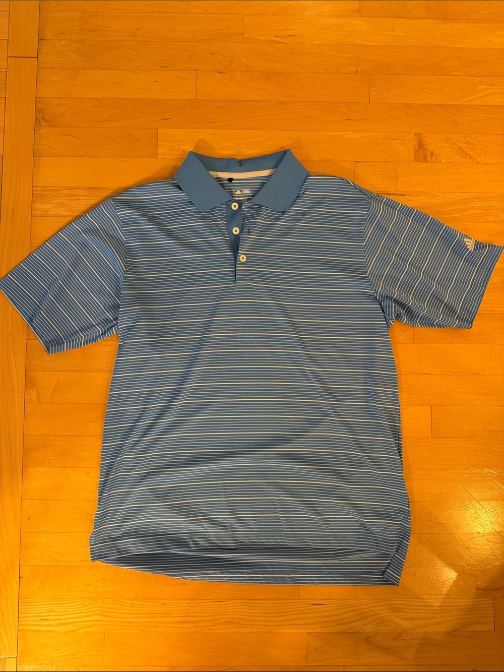adidas Light Blue Striped Golf Polo